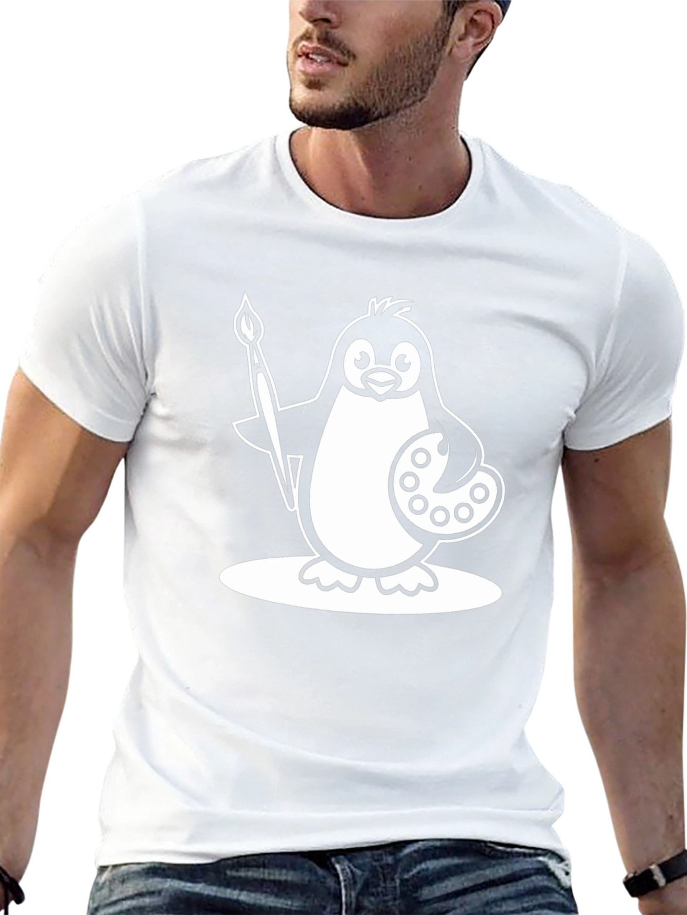 Penguin Artist Graphic T-Shirt - Black Cotton Tee