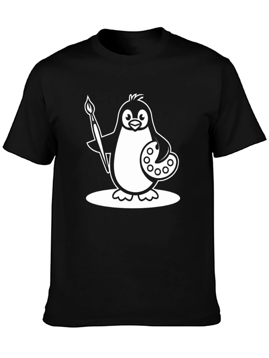 Penguin Artist Graphic T-Shirt - Black Cotton Tee