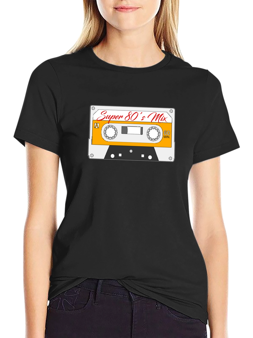 Super 80s Mix Black T-Shirt - Retro Cassette Design