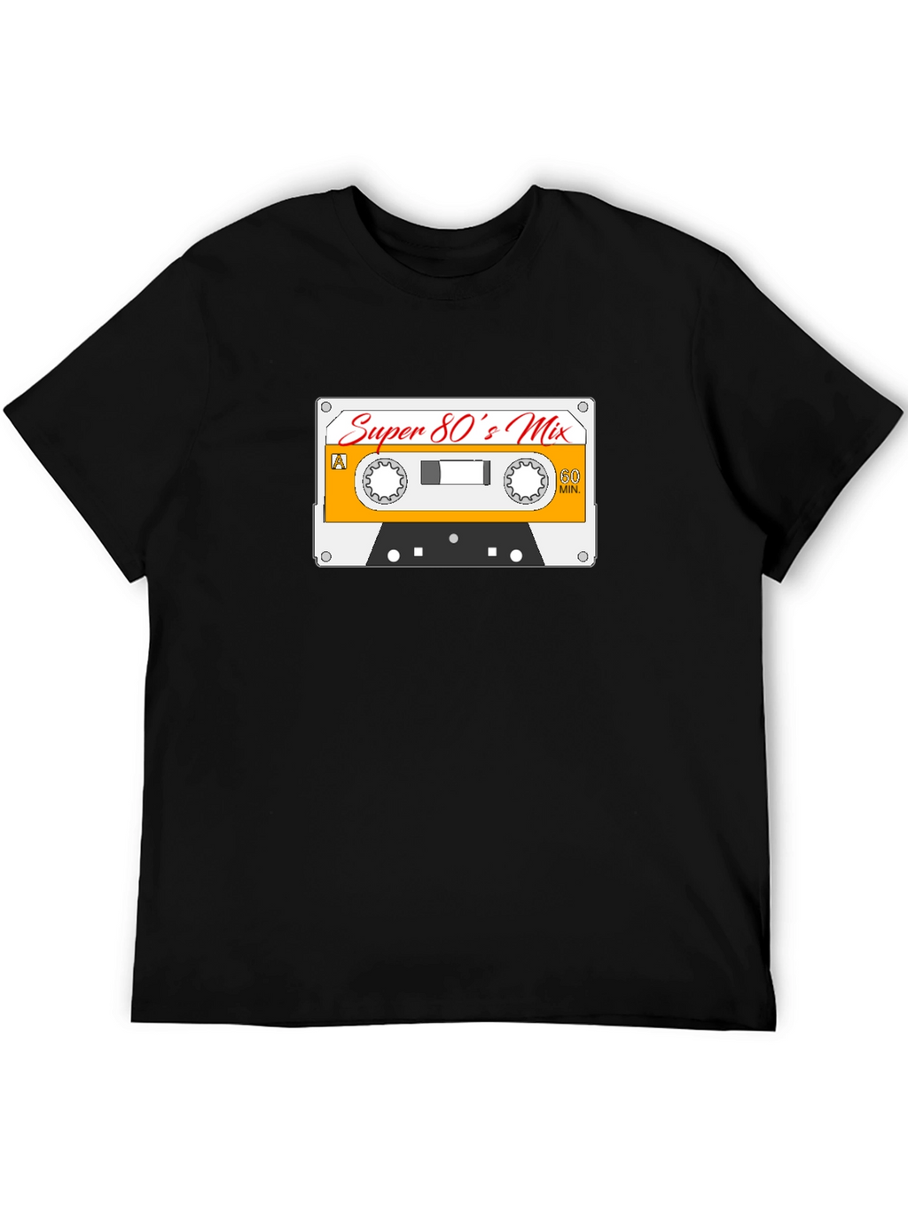 Super 80s Mix Black T-Shirt - Retro Cassette Design