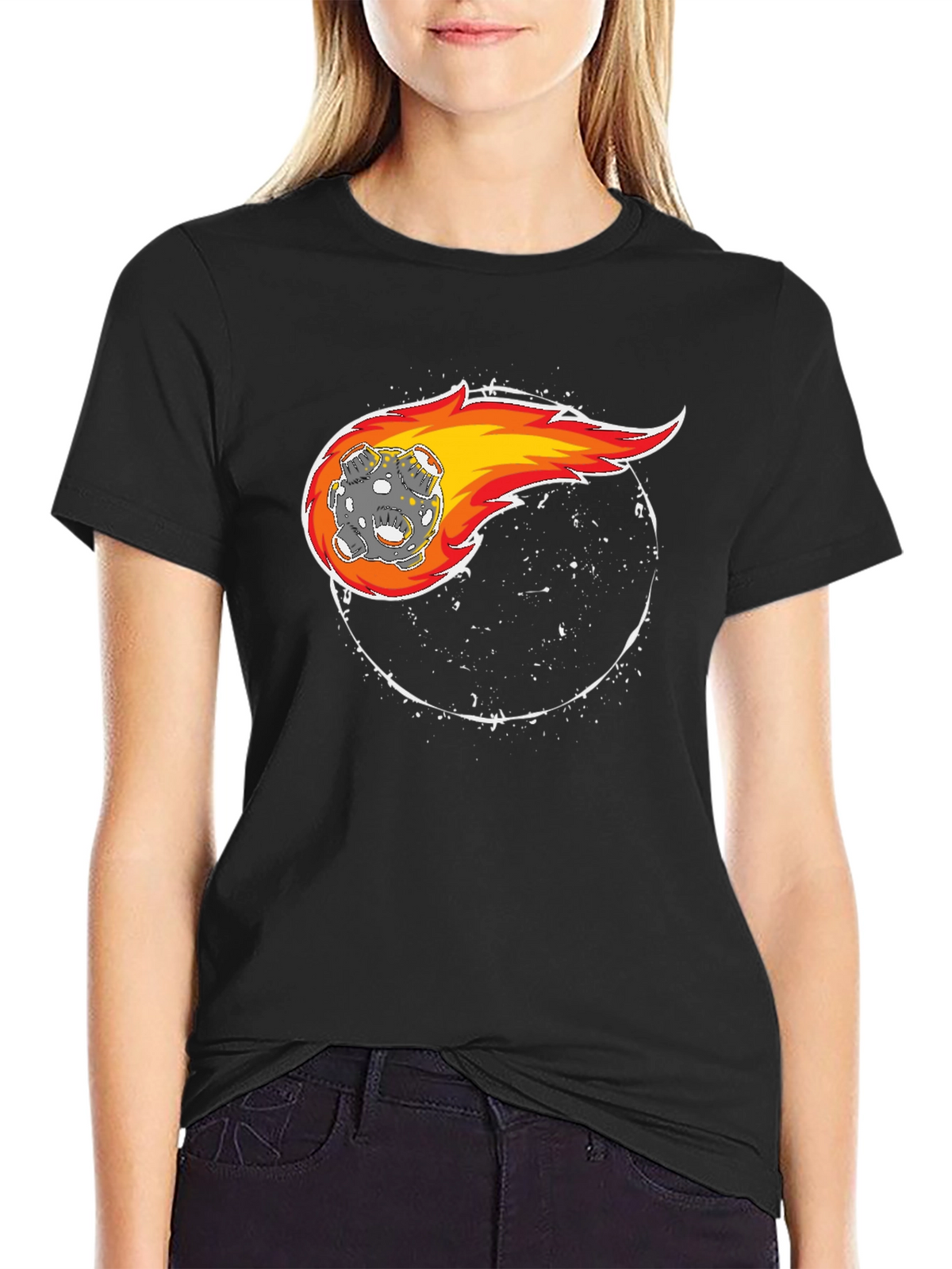 Meteor Strike Graphic Tee - Black Cotton Comfort