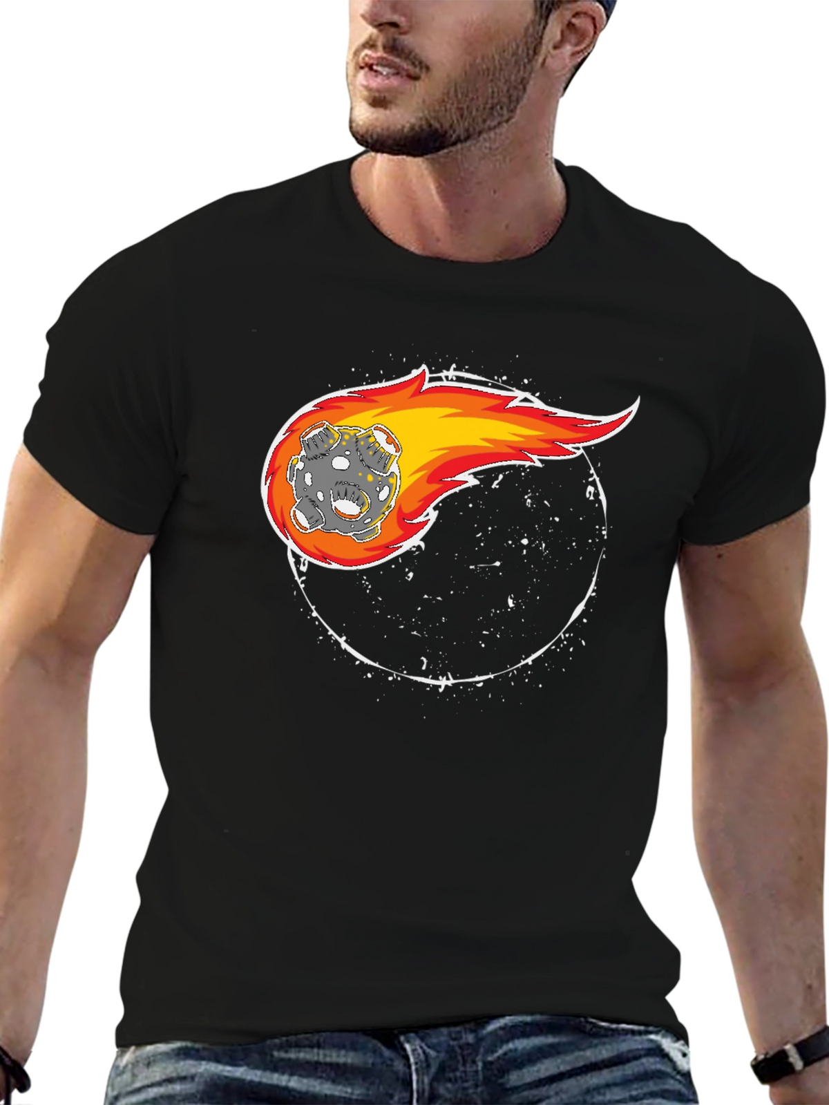 Meteor Strike Graphic Tee - Black Cotton Comfort