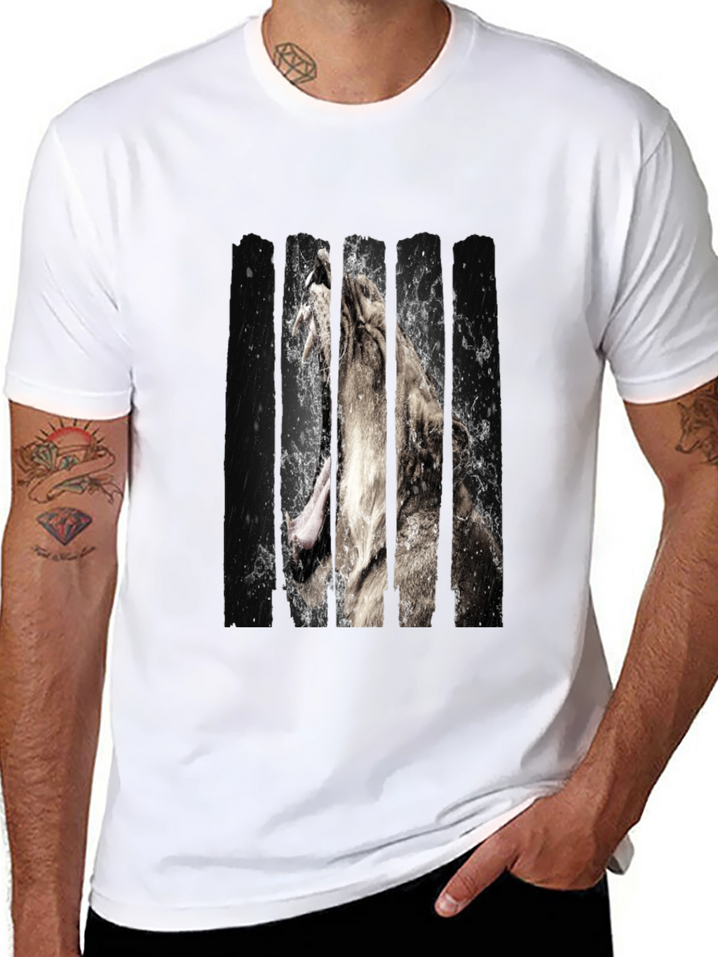 Lion Graphic Print Black Tee