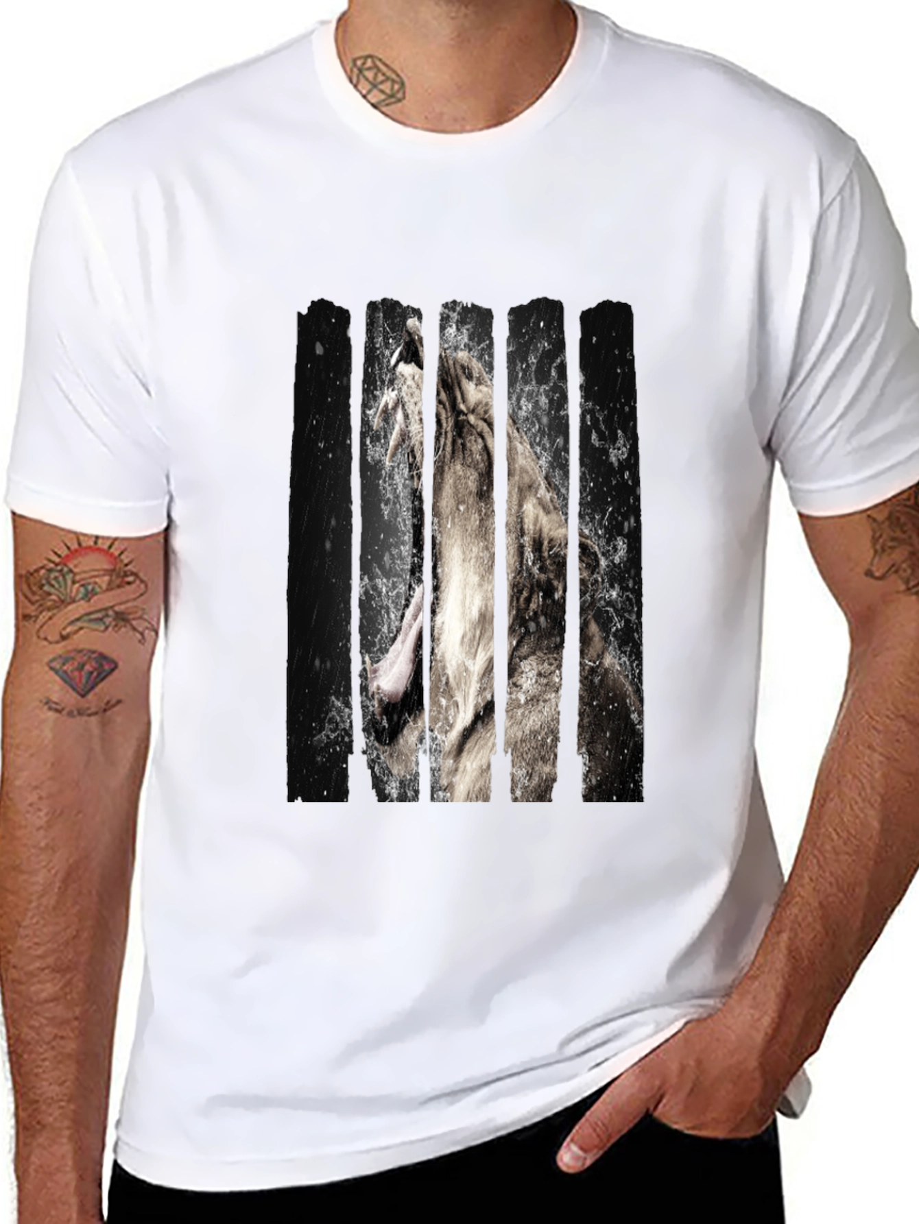 Lion Graphic Print Black Tee