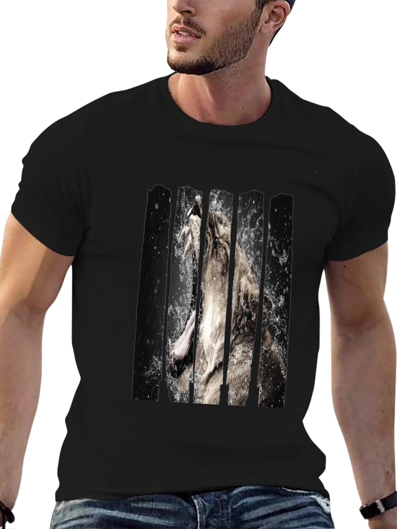 Lion Graphic Print Black Tee