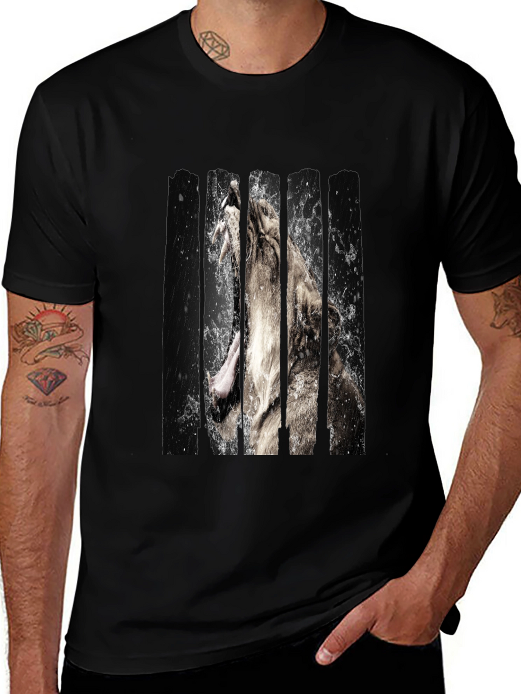 Lion Graphic Print Black Tee