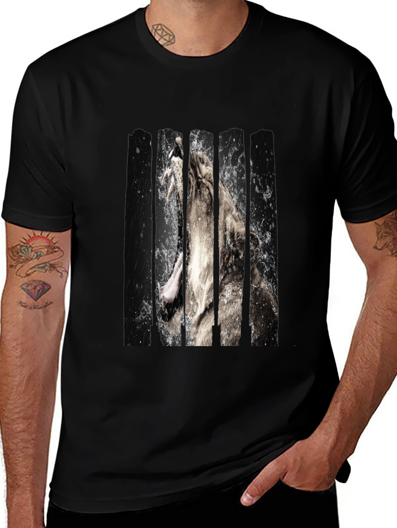 Lion Graphic Print Black Tee