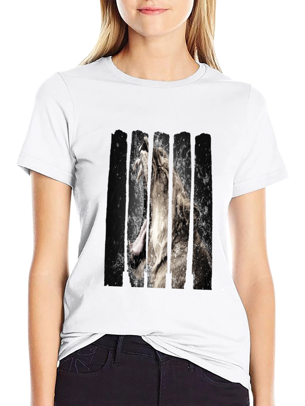 Lion Graphic Print Black Tee