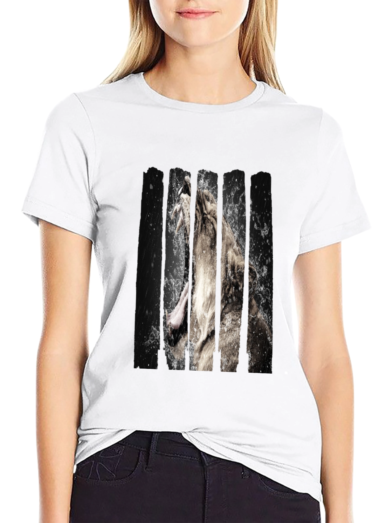 Lion Graphic Print Black Tee