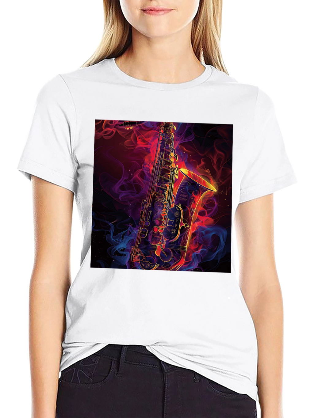 Saxophone Graphic Black T-Shirt - Musical Style