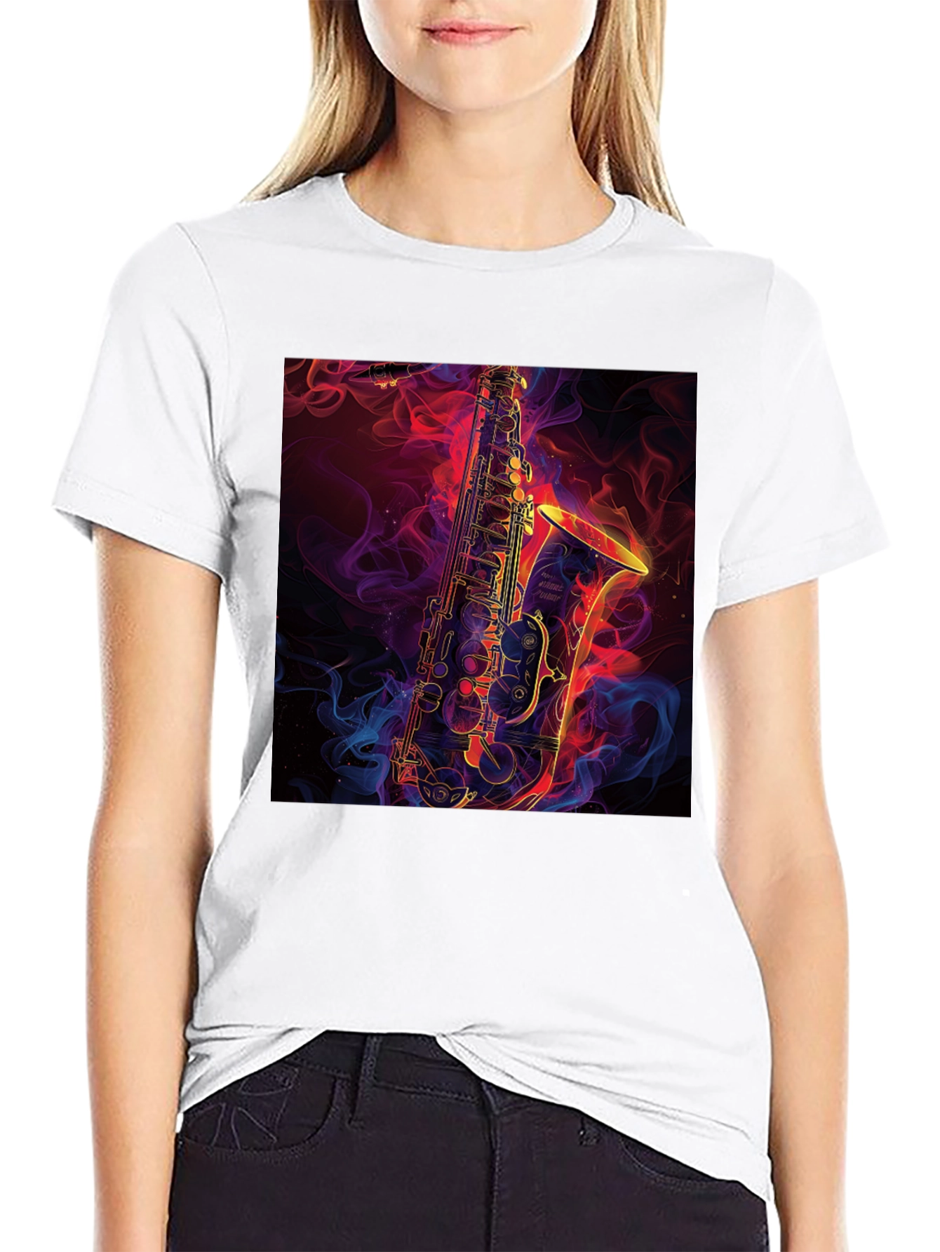 Saxophone Graphic Black T-Shirt - Musical Style