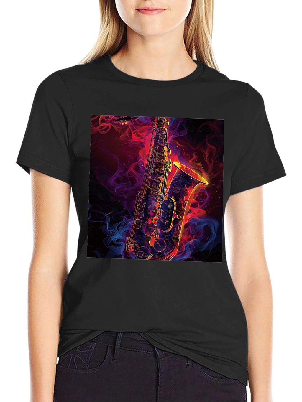 Saxophone Graphic Black T-Shirt - Musical Style