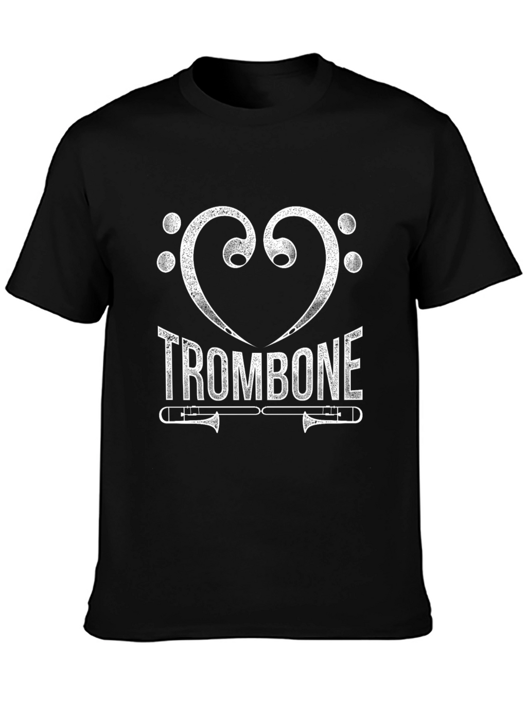 I Heart Trombone Black Graphic T-Shirt