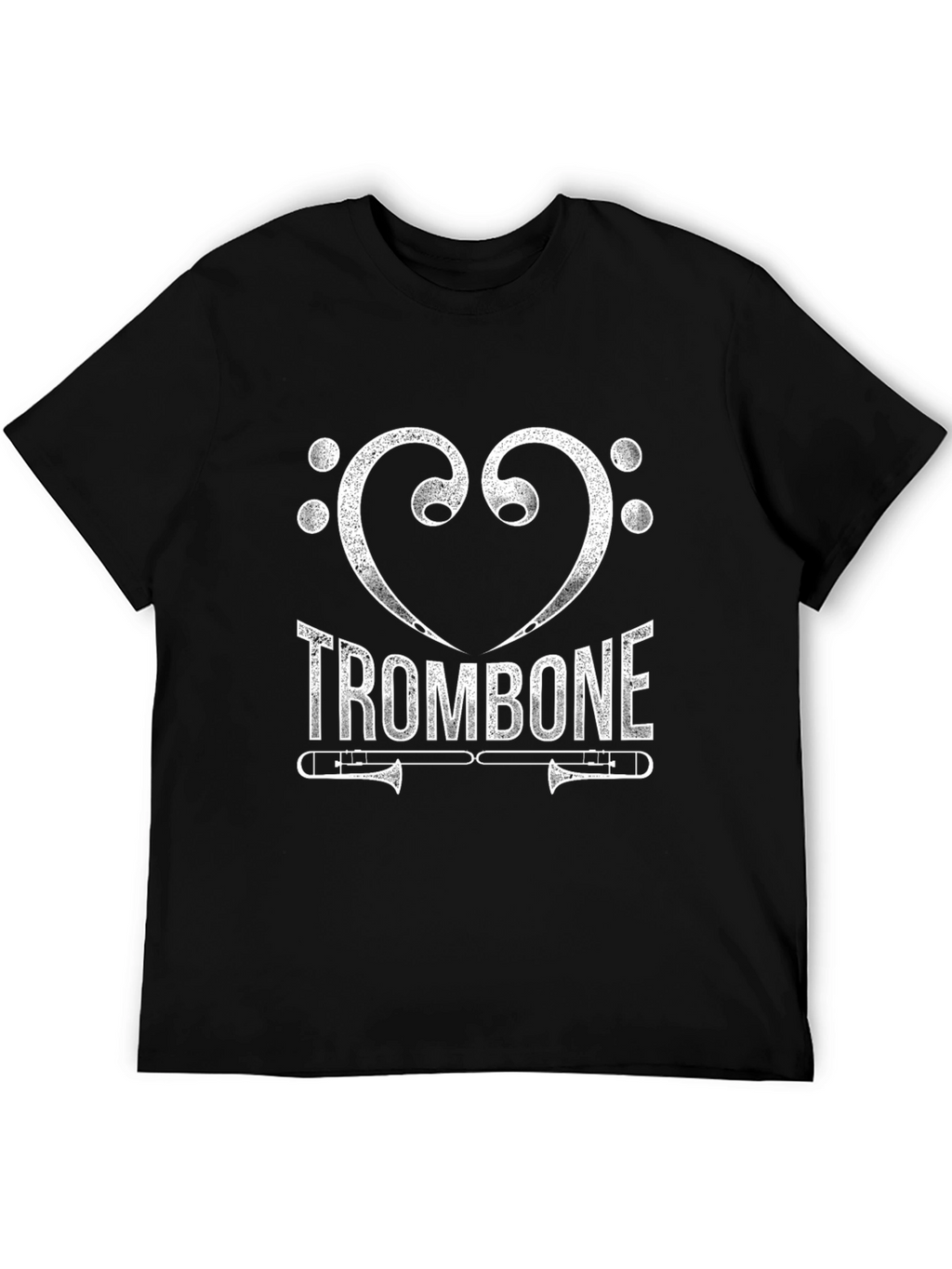I Heart Trombone Black Graphic T-Shirt