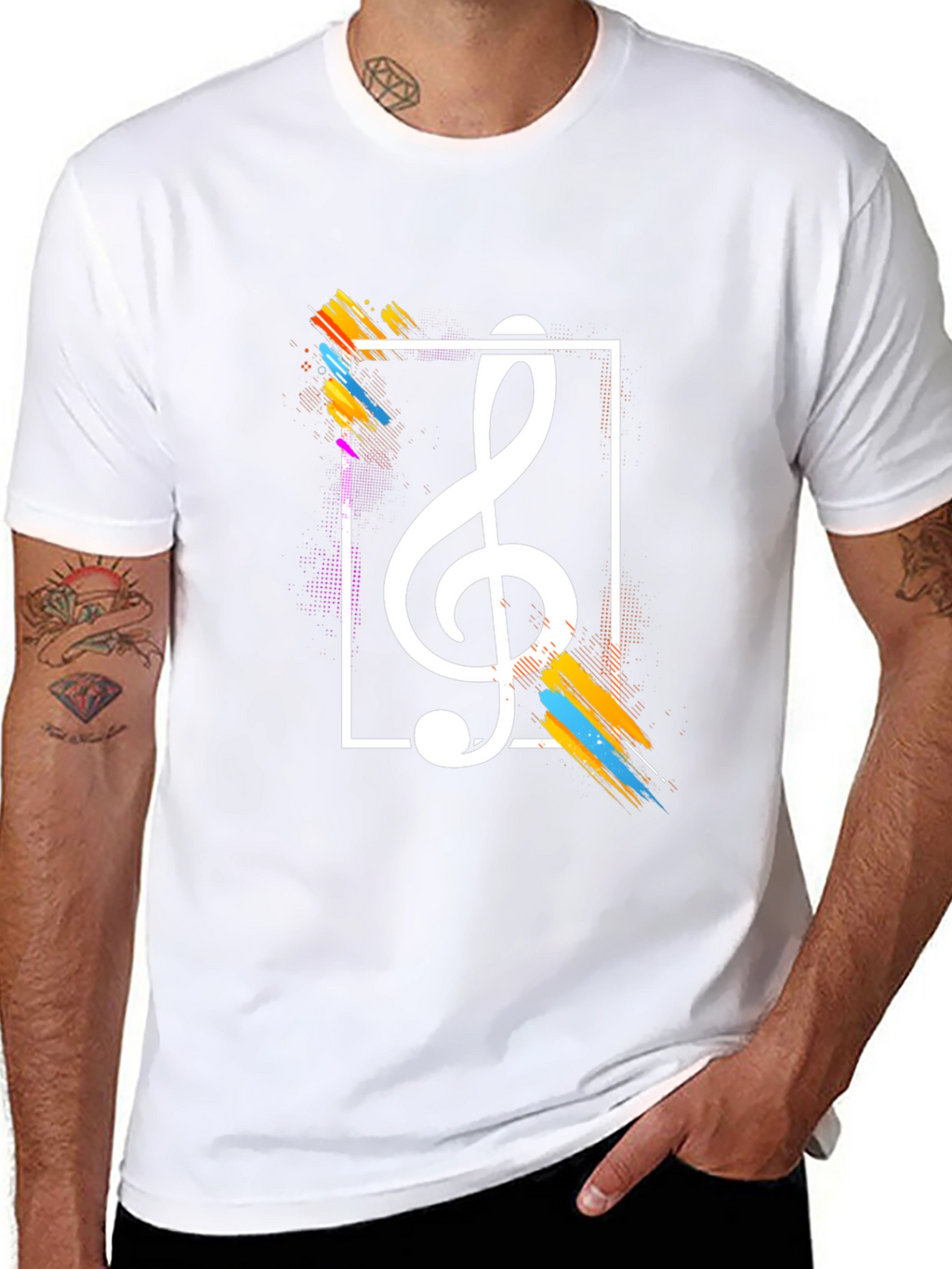 Stylish Music Note Graphic Tee - Black Cotton T-Shirt