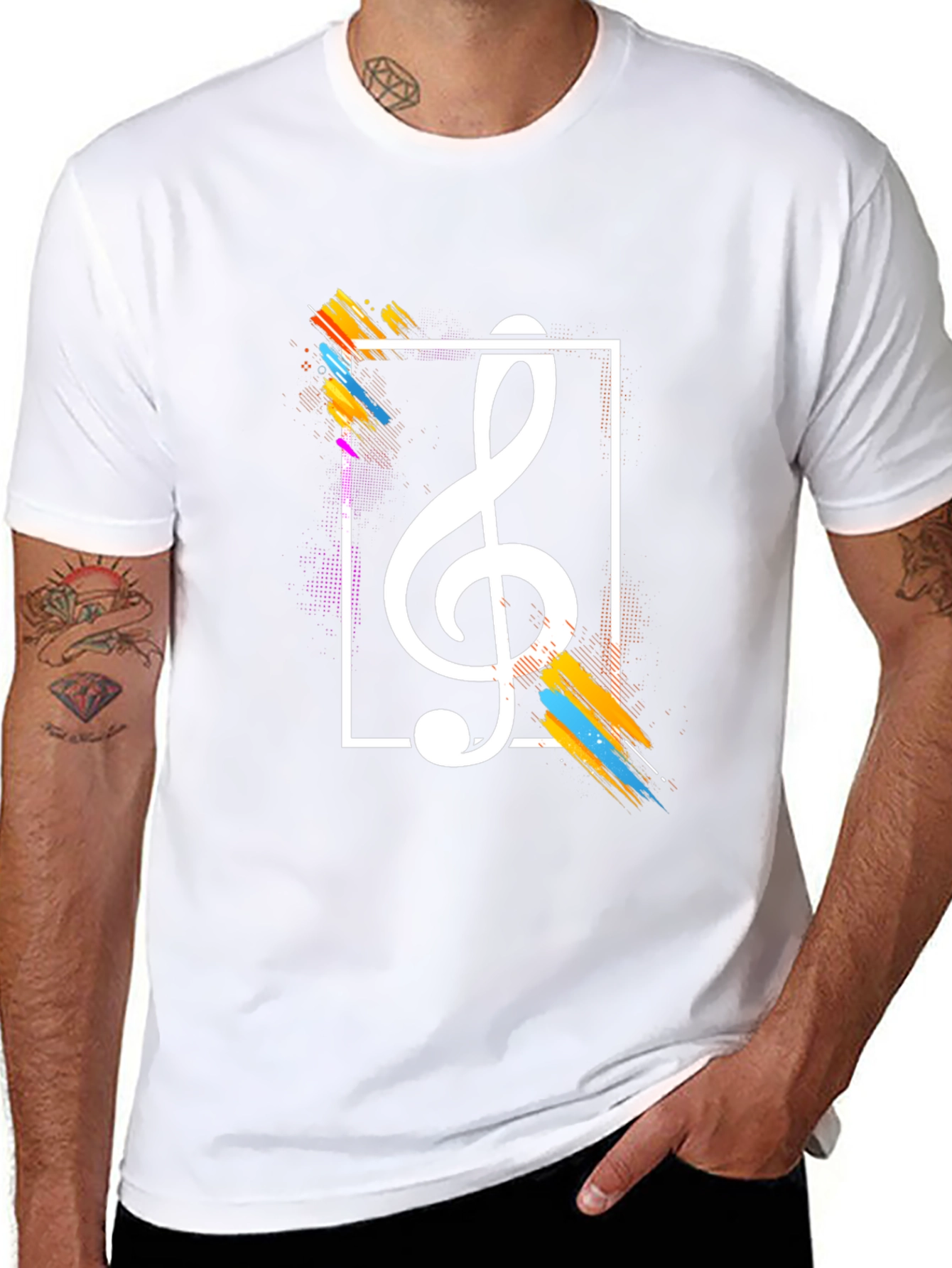 Stylish Music Note Graphic Tee - Black Cotton T-Shirt