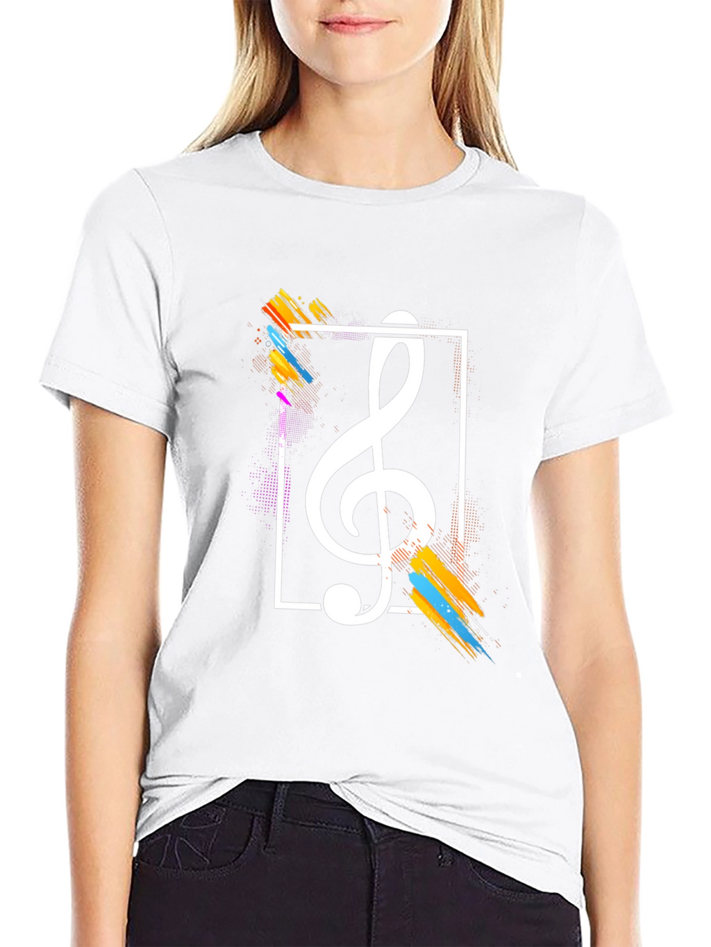 Stylish Music Note Graphic Tee - Black Cotton T-Shirt