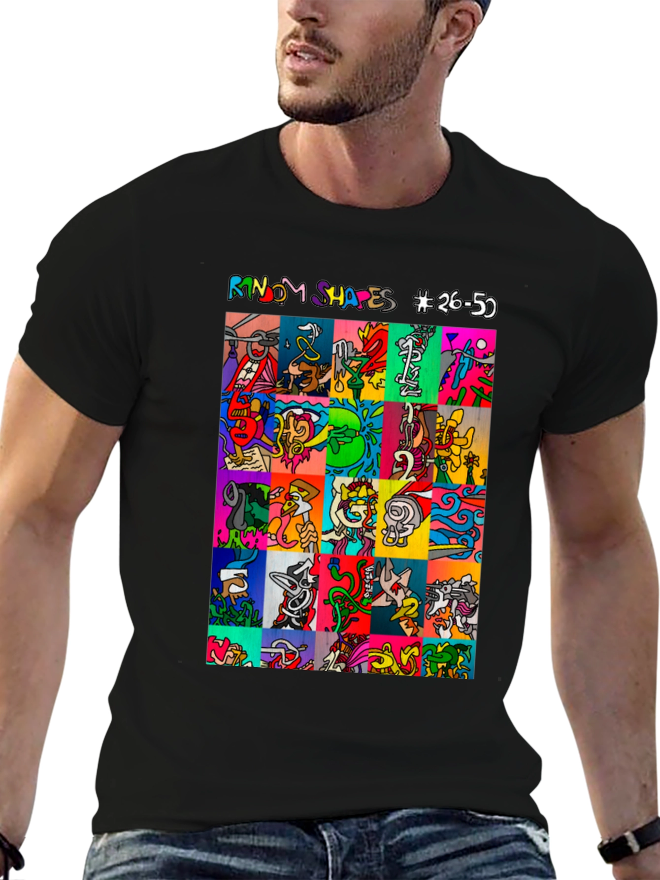 Funky Shapes Black T-Shirt