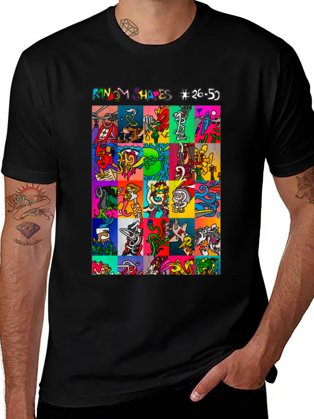 Funky Shapes Black T-Shirt