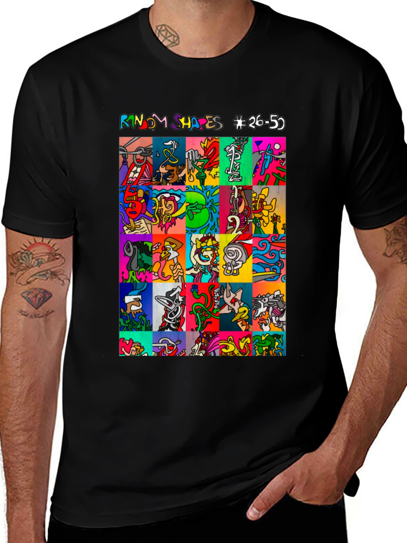 Funky Shapes Black T-Shirt