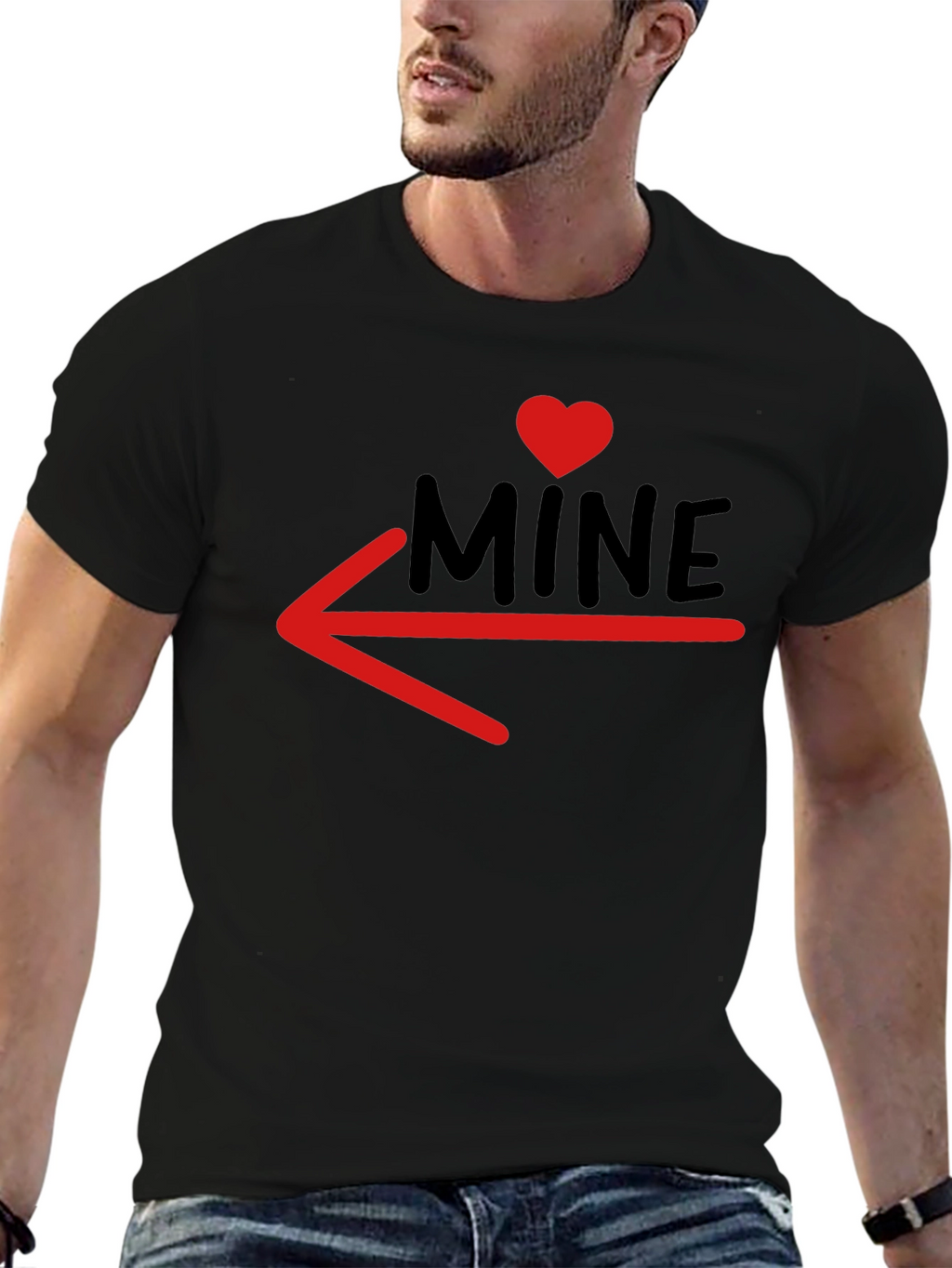 MINE T-Shirt with Heart and Arrow Design