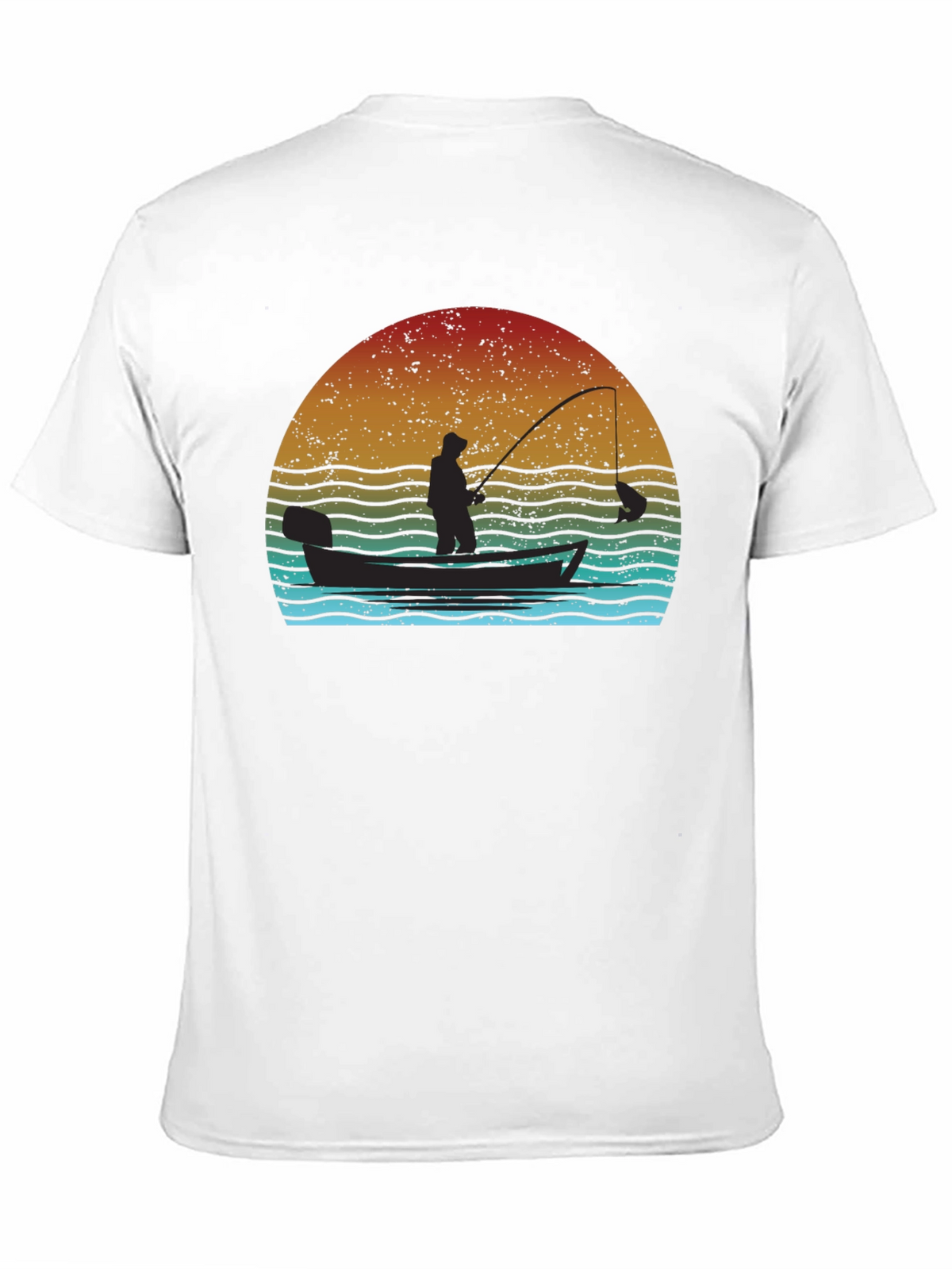 Vintage Fishing T-Shirt - Fisherman at Sunset
