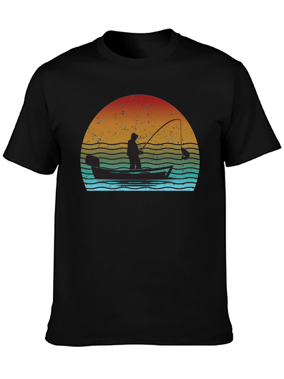 Vintage Fishing T-Shirt - Fisherman at Sunset