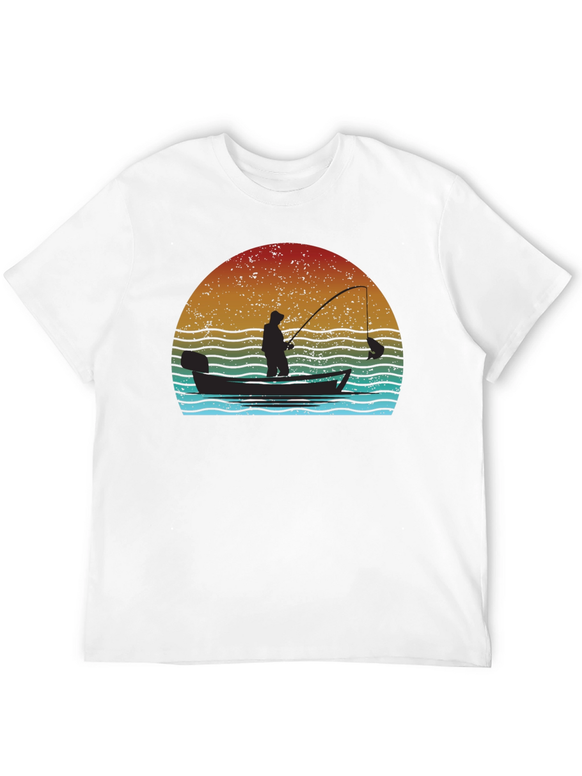 Vintage Fishing T-Shirt - Fisherman at Sunset