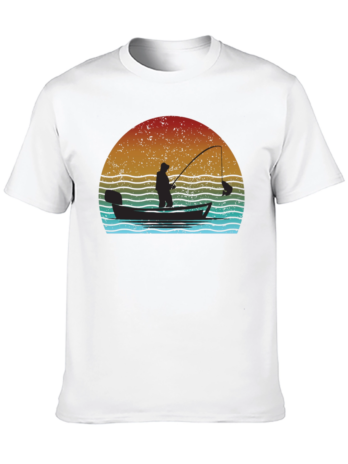 Vintage Fishing T-Shirt - Fisherman at Sunset