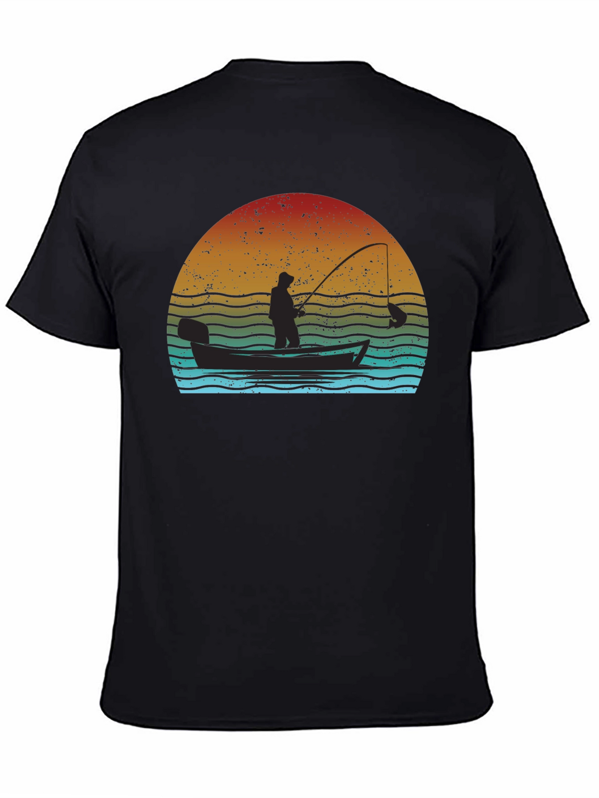 Vintage Fishing T-Shirt - Fisherman at Sunset