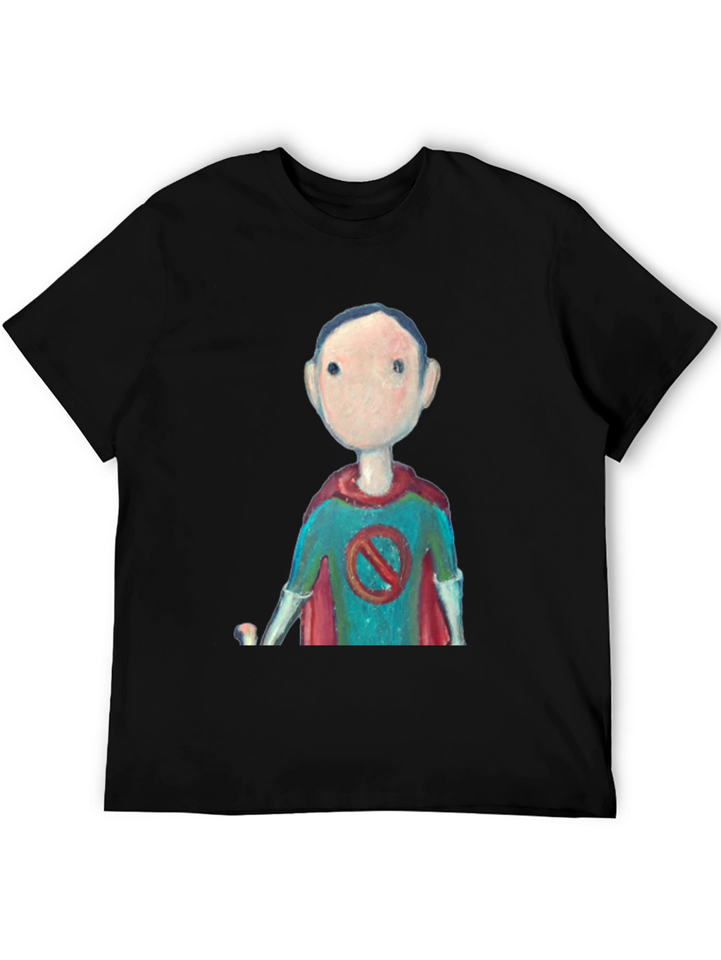 Superhero Cartoon Graphic Tee - Black Casual T-Shirt