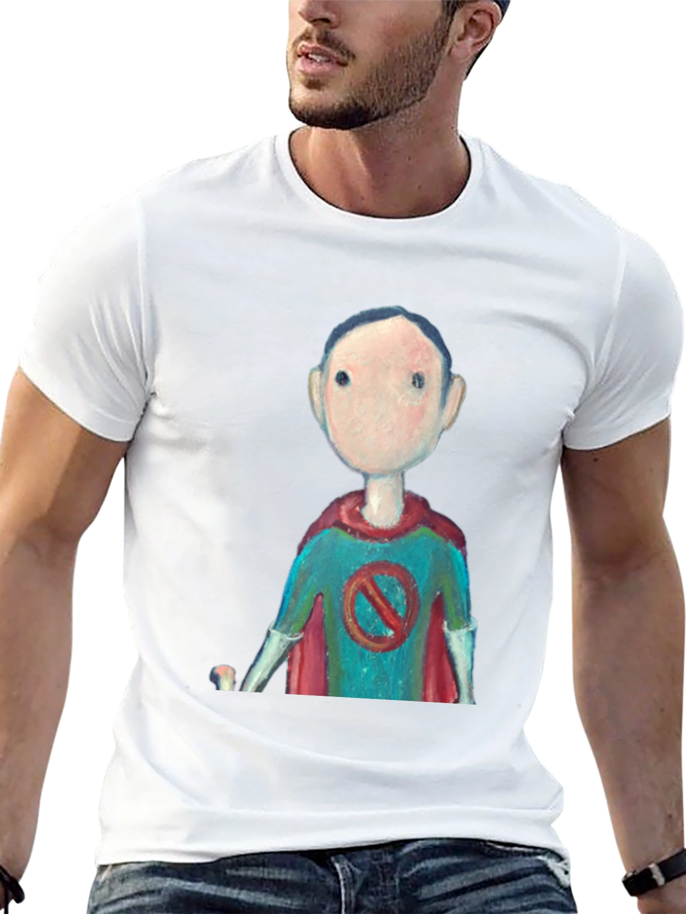 Superhero Cartoon Graphic Tee - Black Casual T-Shirt