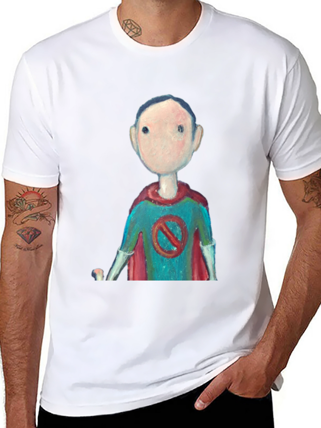 Superhero Cartoon Graphic Tee - Black Casual T-Shirt
