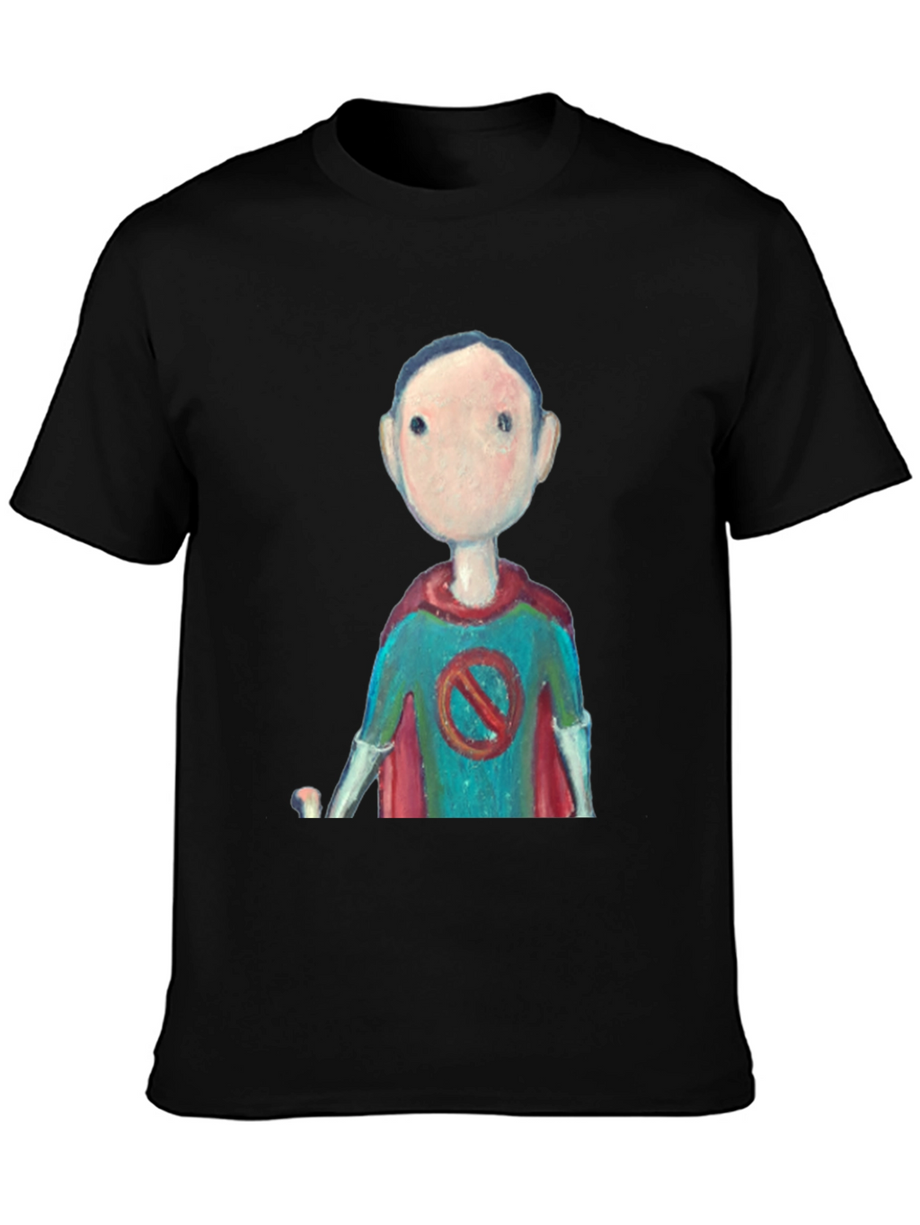 Superhero Cartoon Graphic Tee - Black Casual T-Shirt