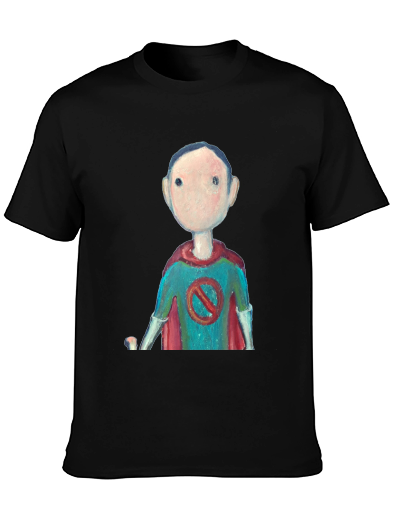 Superhero Cartoon Graphic Tee - Black Casual T-Shirt