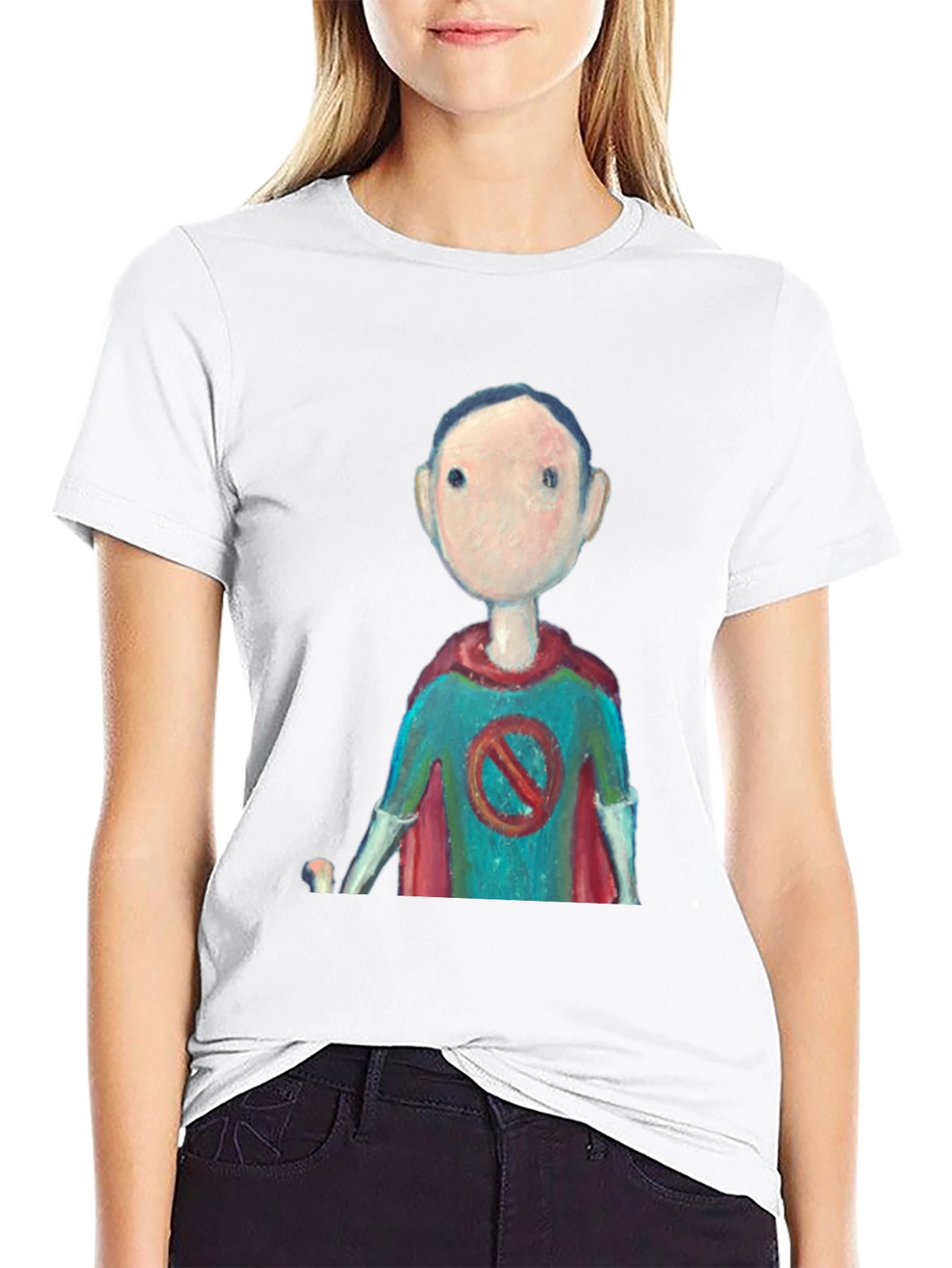 Superhero Cartoon Graphic Tee - Black Casual T-Shirt