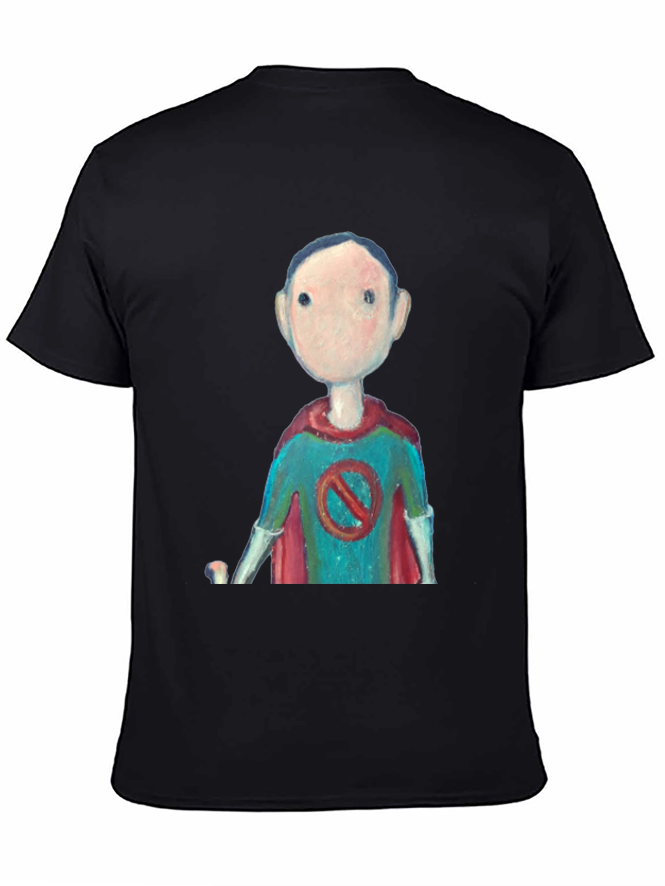 Superhero Cartoon Graphic Tee - Black Casual T-Shirt