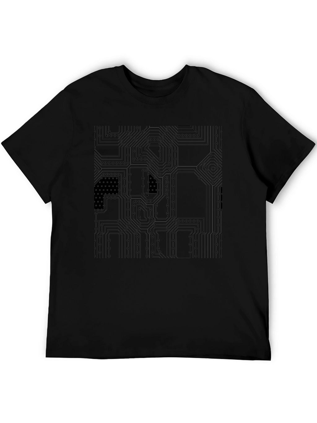 Circuit Board Graphic Print Black T-Shirt