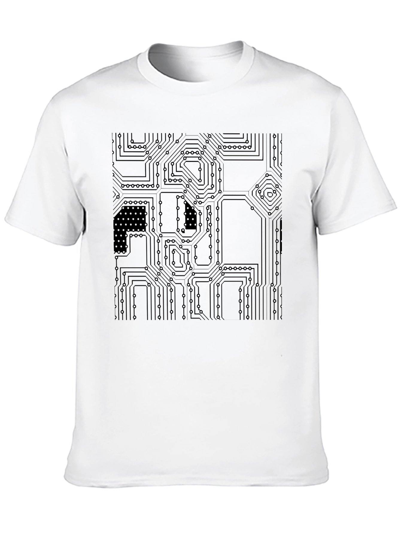 Circuit Board Graphic Print Black T-Shirt