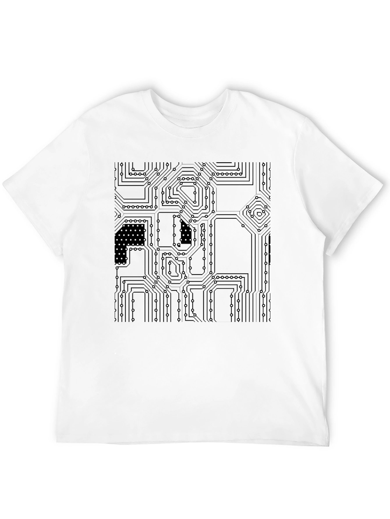 Circuit Board Graphic Print Black T-Shirt