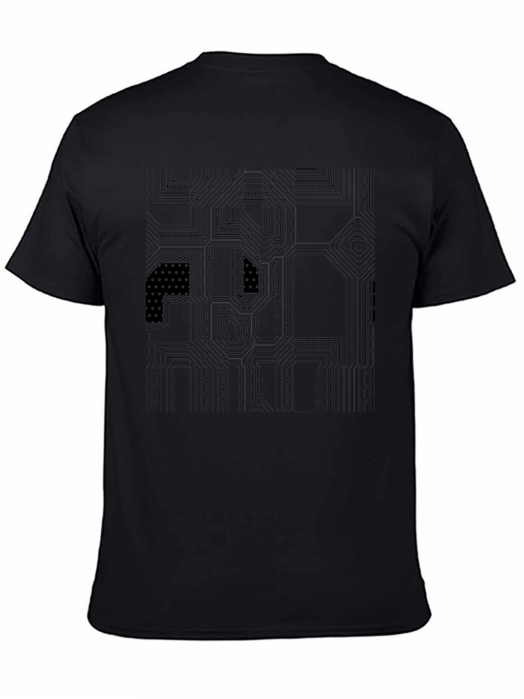 Circuit Board Graphic Print Black T-Shirt