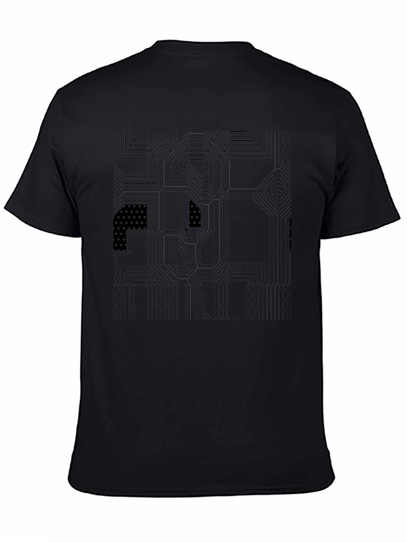 Circuit Board Graphic Print Black T-Shirt