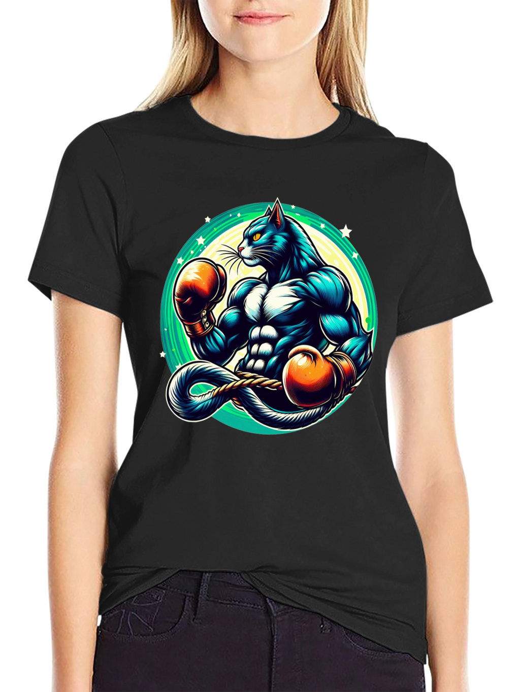 Boxing Cat Graphic Tee