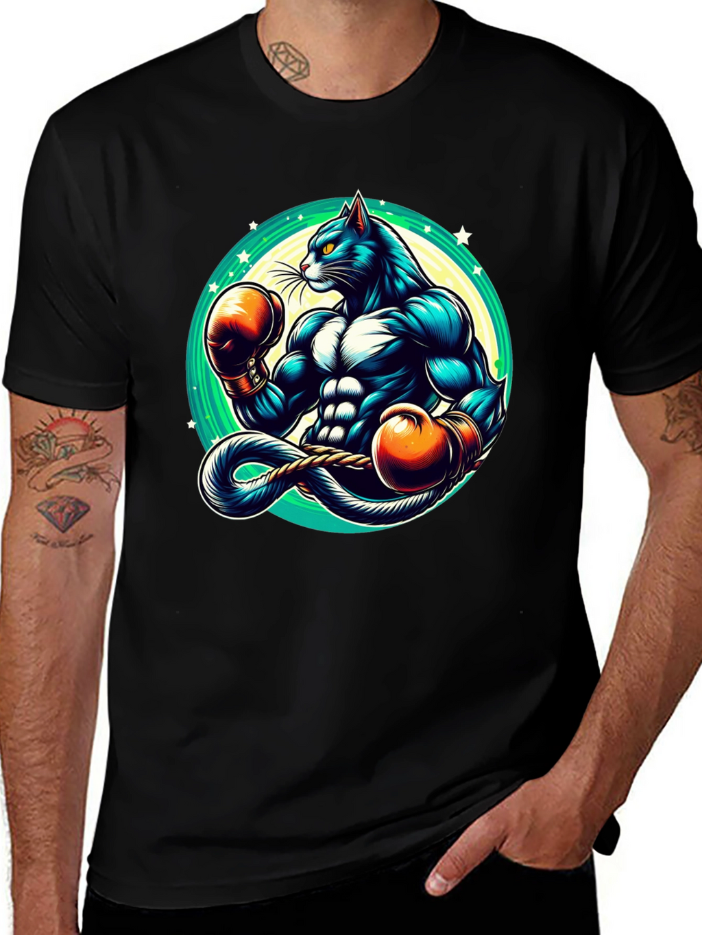 Boxing Cat Graphic Tee