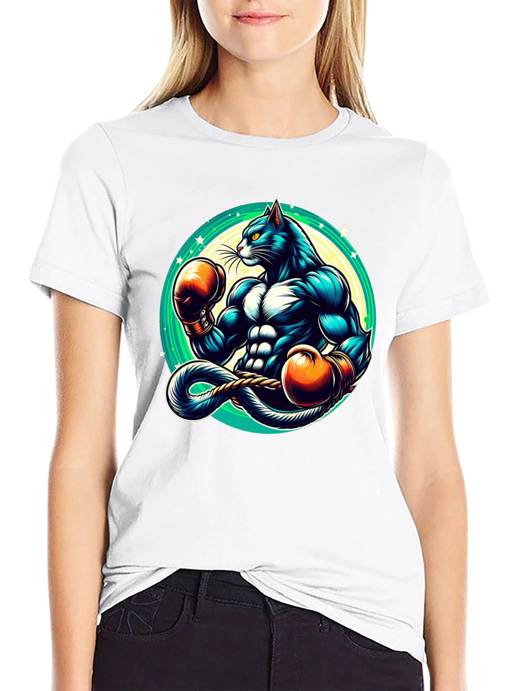 Boxing Cat Graphic Tee