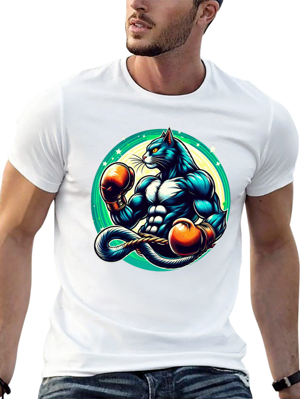 Boxing Cat Graphic Tee