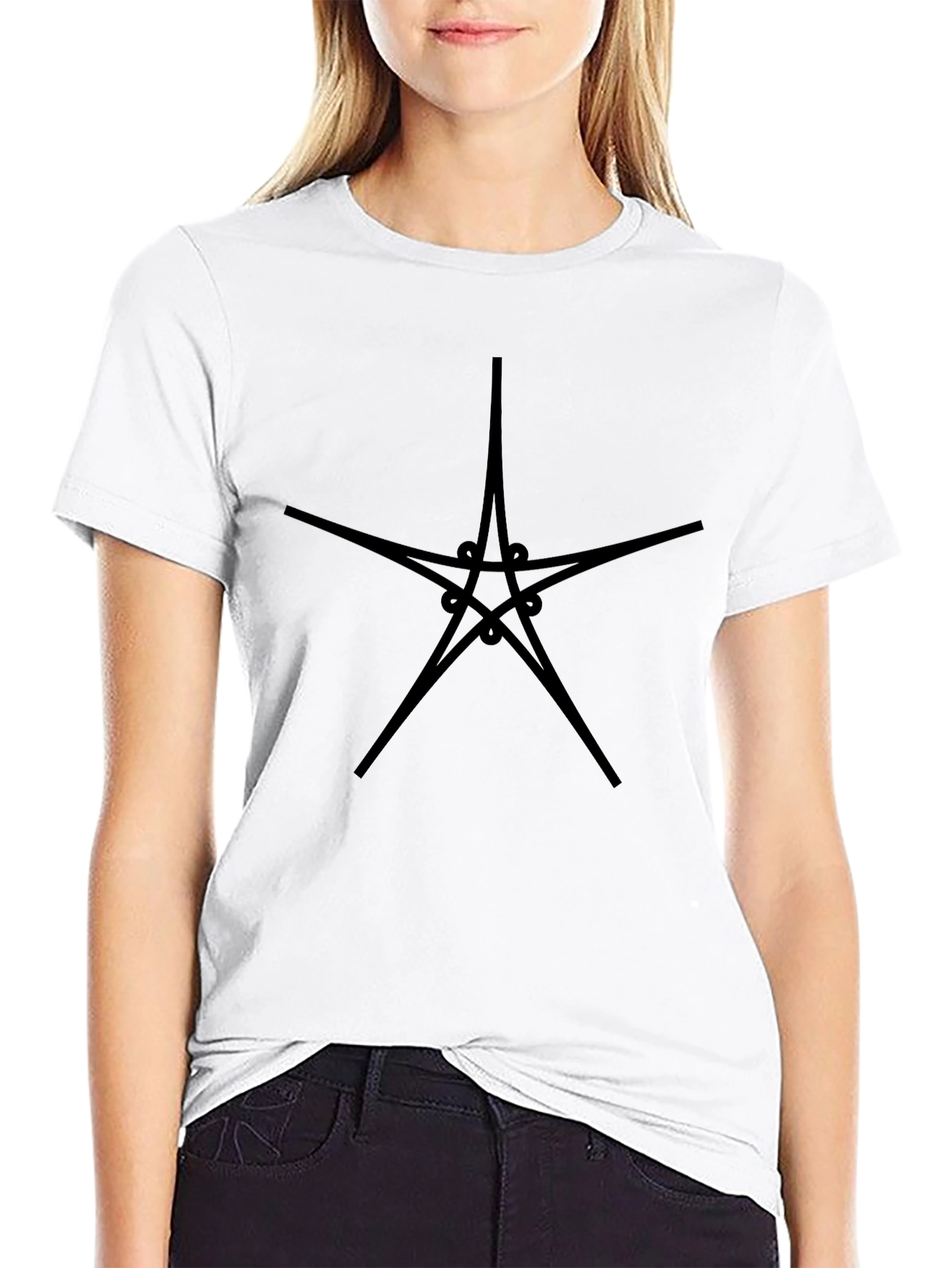 Abstract Star Graphic Black T-Shirt