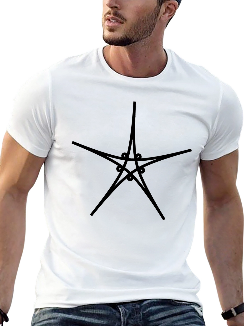 Abstract Star Graphic Black T-Shirt