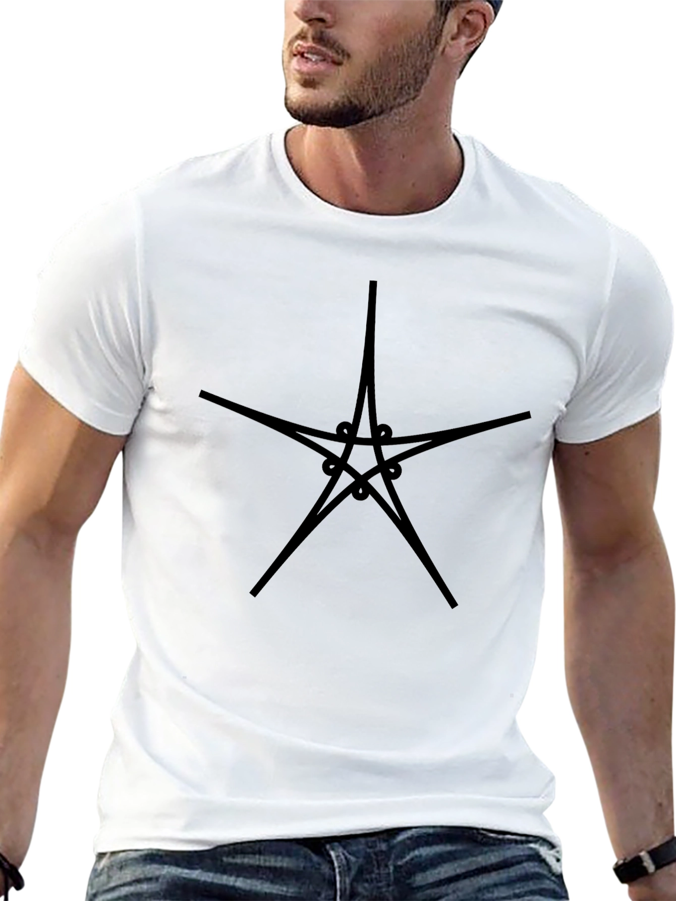 Abstract Star Graphic Black T-Shirt