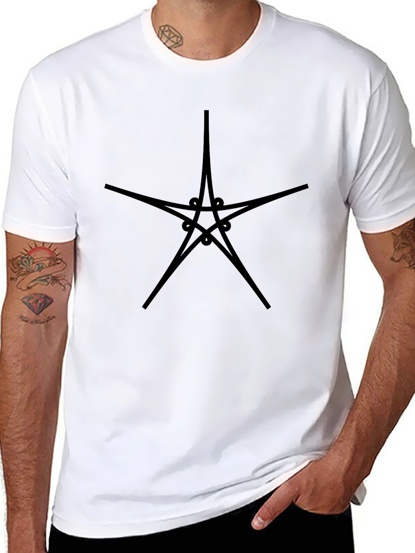 Abstract Star Graphic Black T-Shirt